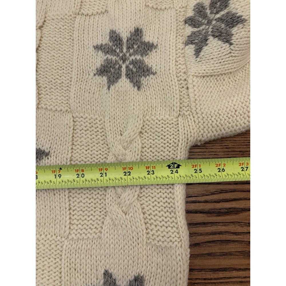 Vintage Lands End‎ Men's Large 100% Wool Cable Knit Fisherman Nordic Sweater - Picture 3 of 5